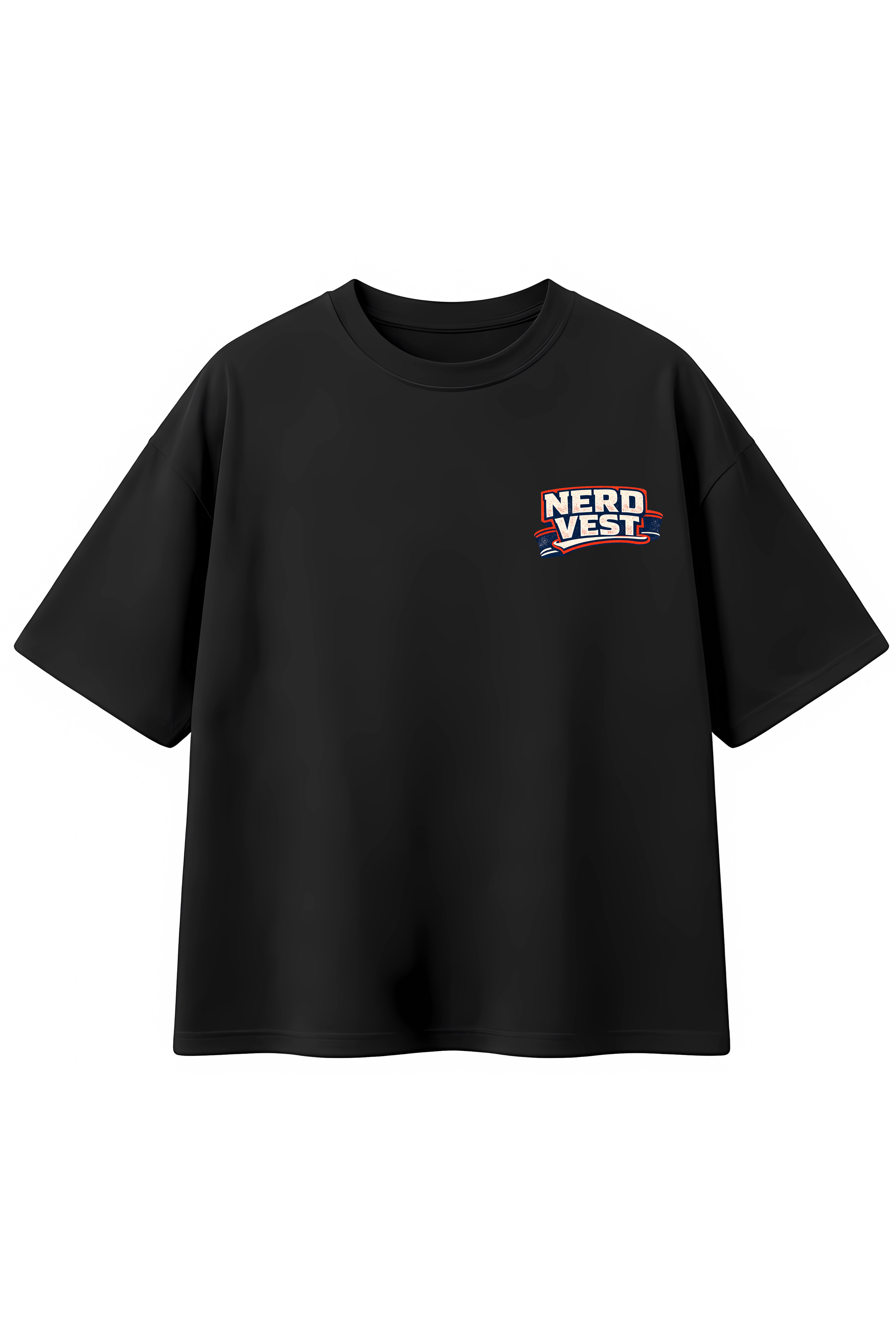 Camiseta Nerd Vest Oversized Preta - 100% Algodão 30.1 Penteado Premium